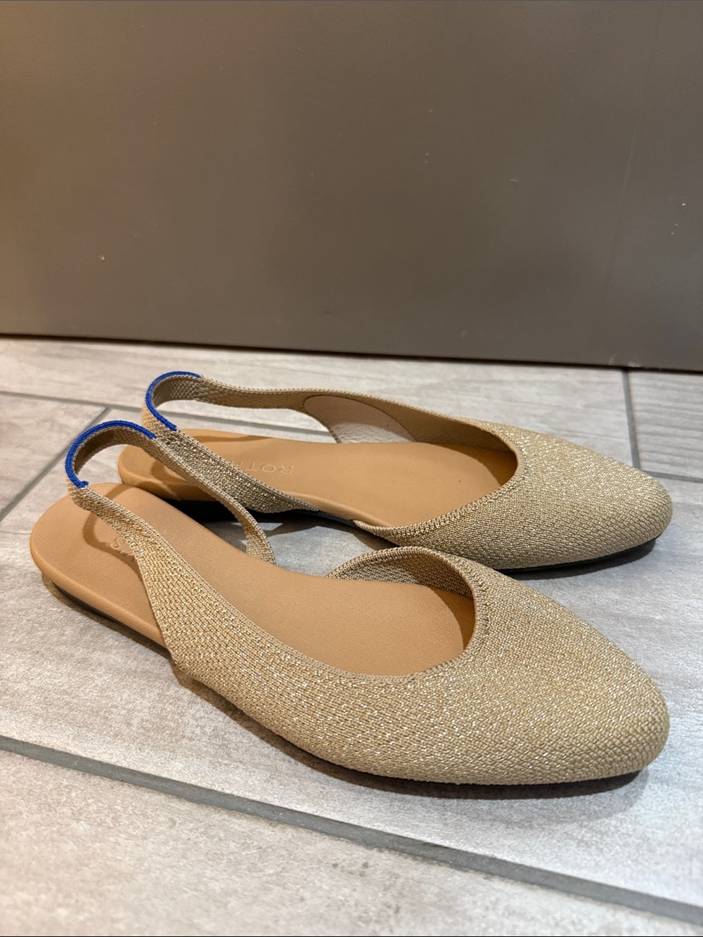 Rothy's Sparkle Slingback Flats in Gold